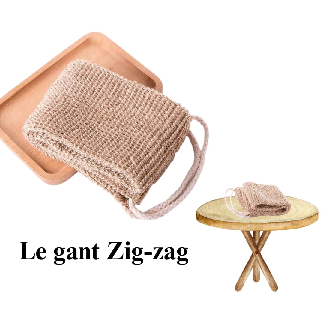 ZIGZAG - Gant de bain & Sangle arrière à base des  racines de chanvre de sisal naturel